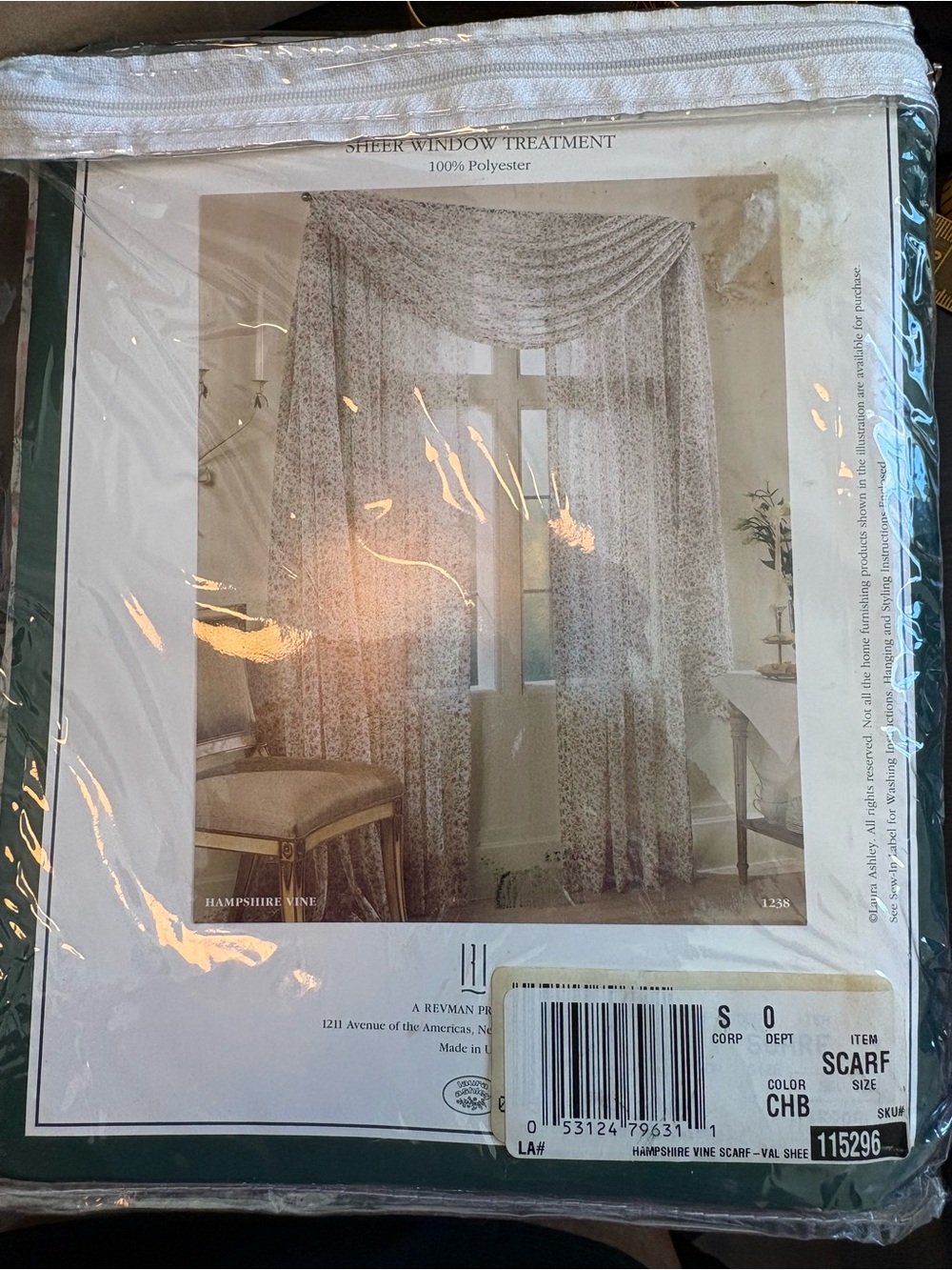 Laura Ashley Vintage Sheer Floral Scarf Valance NIP Cottagecore 216” x 56” - Picture 4 of 5